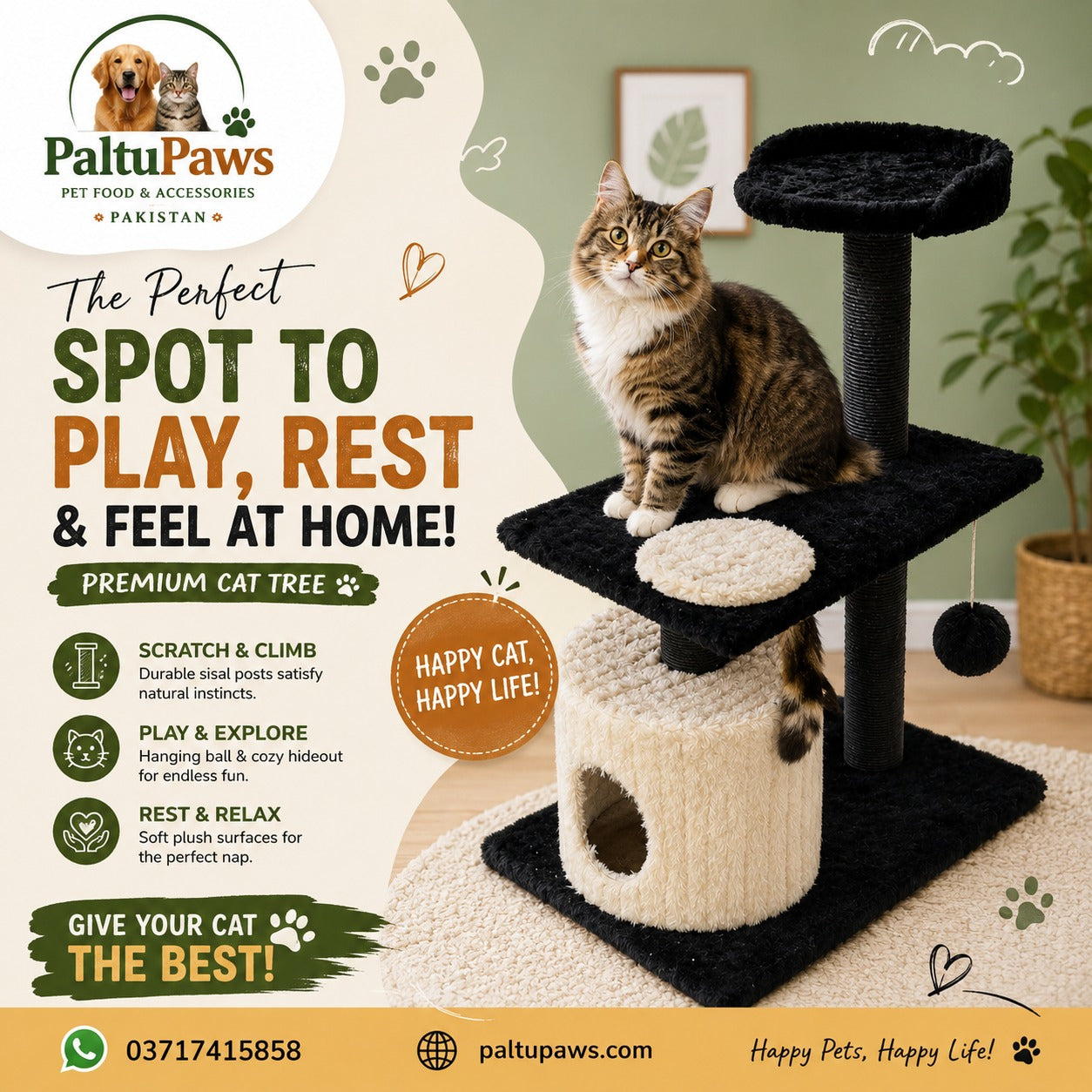 Premium Double Story Scratching Post with House