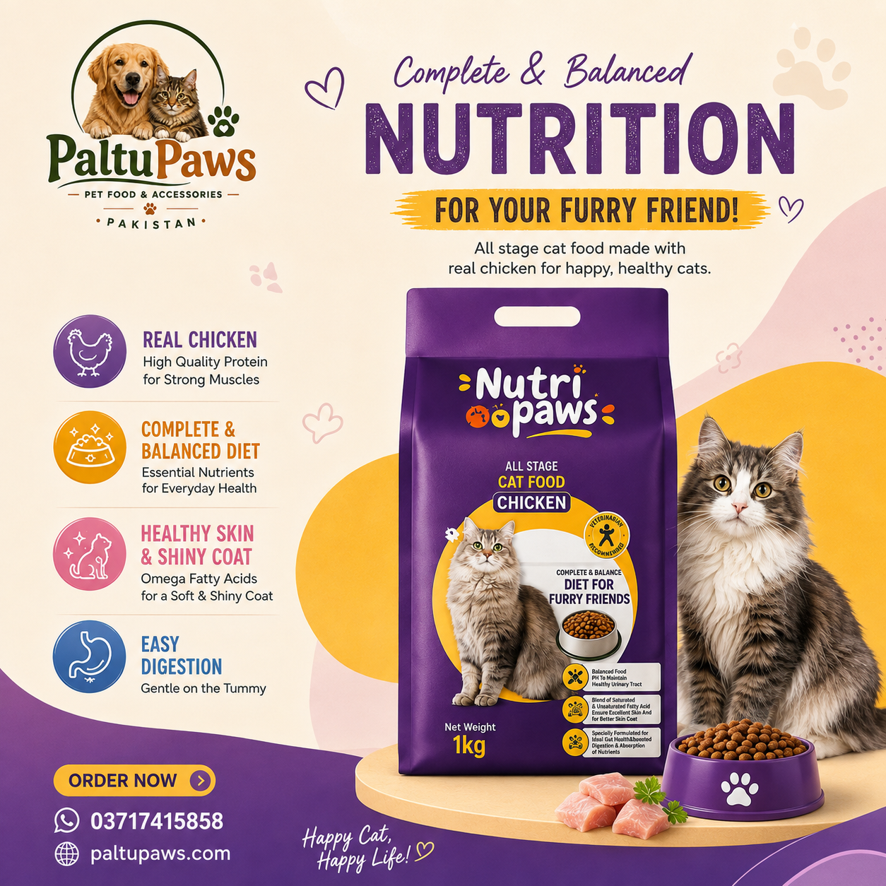 Nutri Paws All Life Stage Cat Food Chicken 1kg
