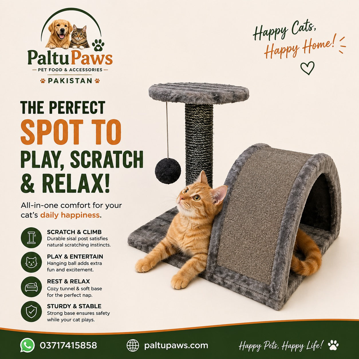 Premium Single Top Scratching Post with Arch
